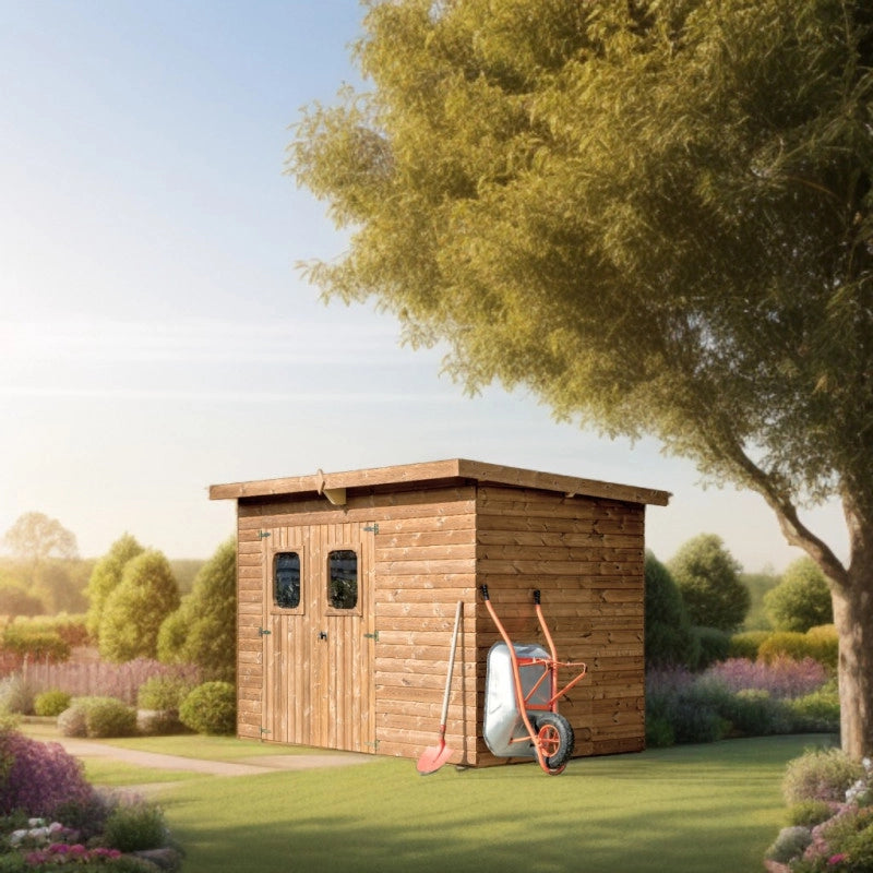 Casetta da giardino in legno termo-trattato 19 mm – 316x180 cm – porta vetrata e tetto bitumato – THE3218.02N Foresta