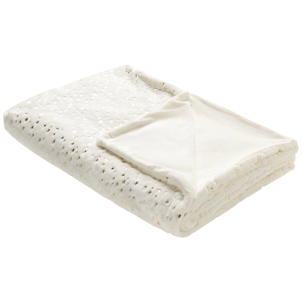 Coperta bianco sporco Poliestere 150 x 200 cm Copriletto Plaid stelle dorato Motivo Soggiorno Camera Da Letto