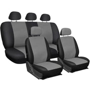 Trade Shop - Coprisedili Universali Auto Macchina Cotone Bicolore Grigio E Nero Copri Sedile -