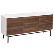 Credenza 2 ante cassetti legno scuro e bianco gambe metallo 120 x 38 cm