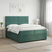 Letto box spring con materasso Verde Scuro 200 x 200 cm Velluto 3454682
