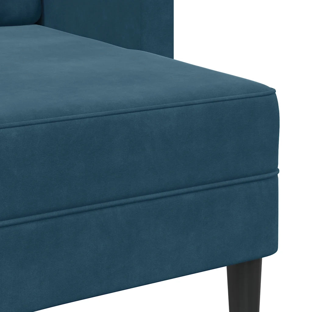 Divano 2 Posti con Chaise longue a L-Sofa 2 Posti con Chaise Blu 125 cm in Velluto