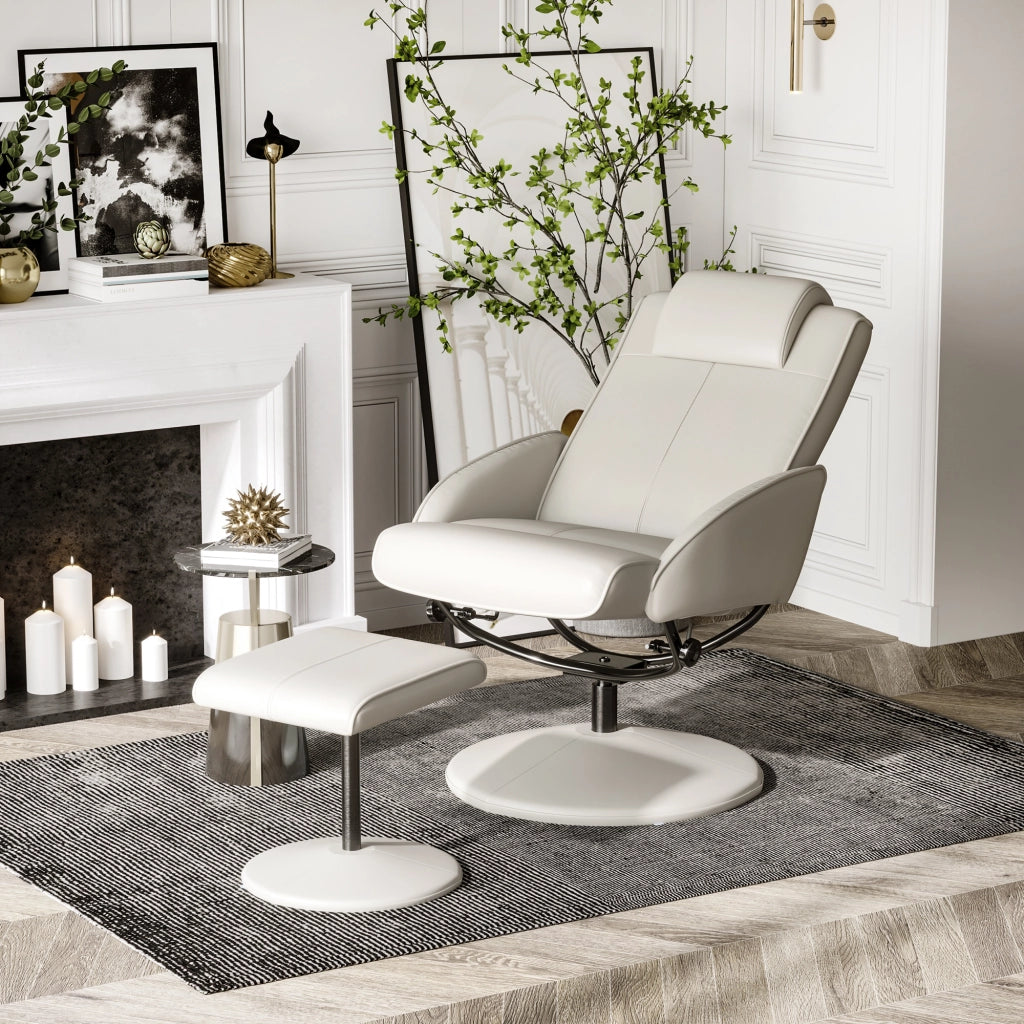 Poltrona Relax Reclinabile con Poggiapiedi ¨C Zephmum ¨C Finta Pelle Grigia 71x78x101cm