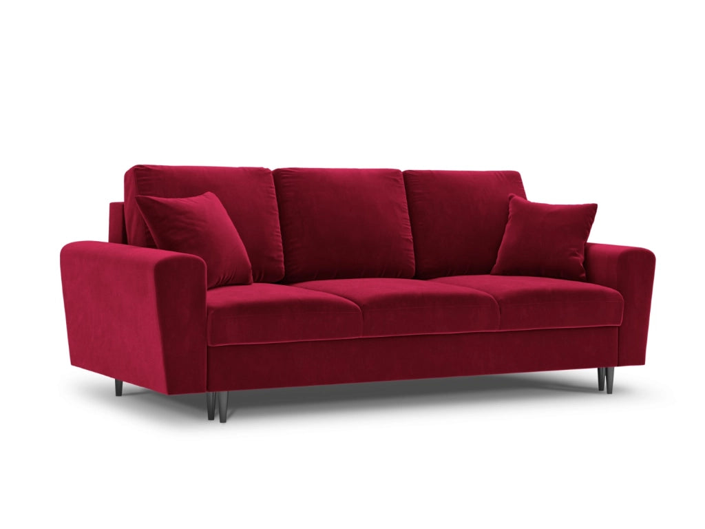 Cosmopolitan Design - Divano convertibile con contenitore "Kyoto" 3 posti in velluto rosso 