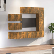 Set Mobili Porta TV 8 pz-Credenza per TV Rovere Fumo in Legno Multistrato 298928