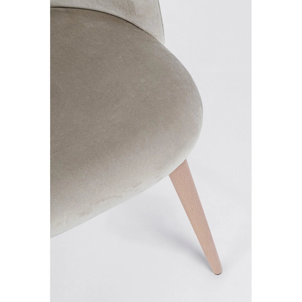 Set di 4 Sedie Imbottite in Velluto con Gambe Effetto Legno - MARINA