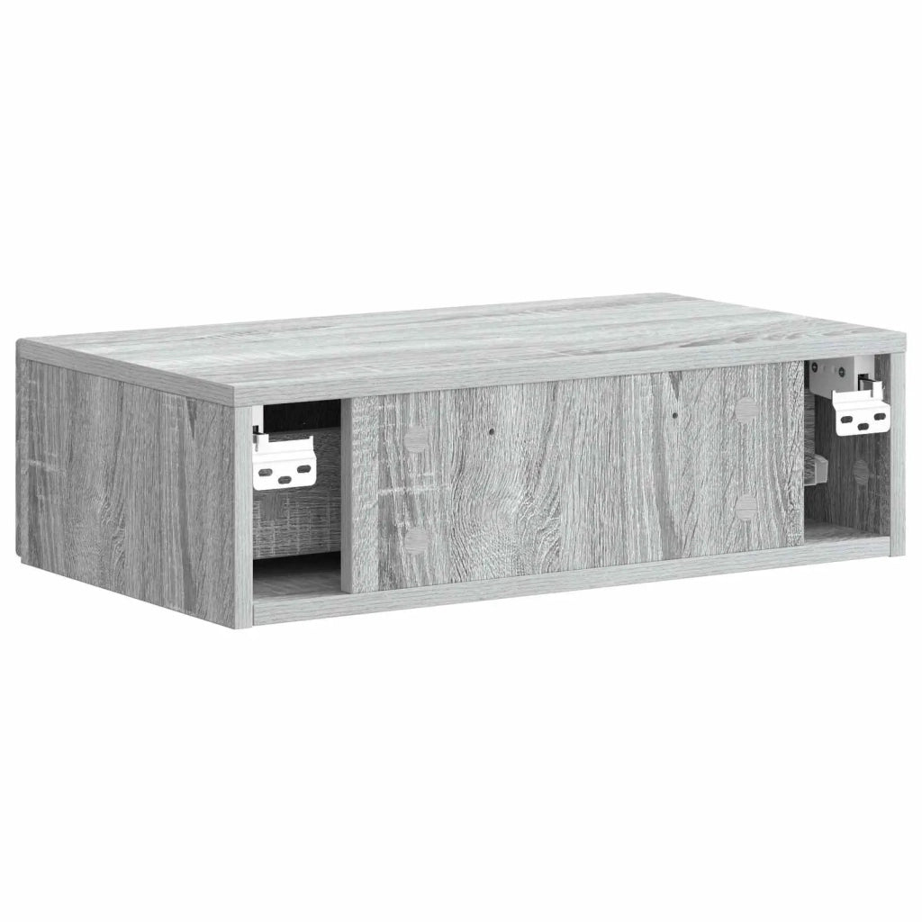 Tavolino da Parete Laterale Grigio Sonoma 59 x 34,5 x 17 cm