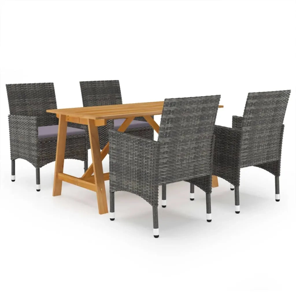 Set Mobili da Pranzo per Giardino 5 pz Grigio cod mxl 42219