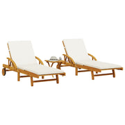 Lettini Prendisole con Tavolino 2pz in Legno Massello di Acacia 3206367