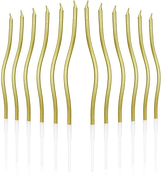 Candelotti in spirale 24pz oro - Decorazioni per torte - Candelotti per compleanni - Decorazioni per cupcake - Candelotti per matrimoni/jubilei - 16x0,4 cm