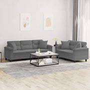 Set Divani 2 pz con Cuscini Grigio Scuro in Tessuto Microfibracod mxl 80789