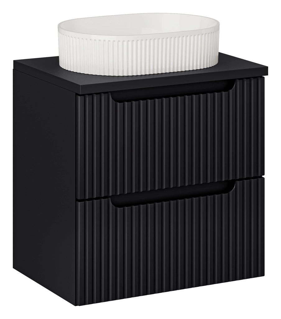 Set mobili bagno 60 cm con piano e lavabo da appoggio Beyond Nova Black 60 x 1401 x 40 cm