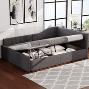 Letto giorno con contenitore in MDF e compensato grigio 140x200 cm