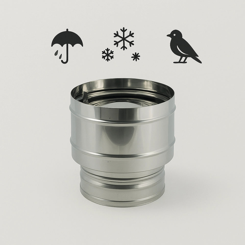 Fumaiolo 4 venti base tonda in acciaio inox diametro 80 mm camini stufe