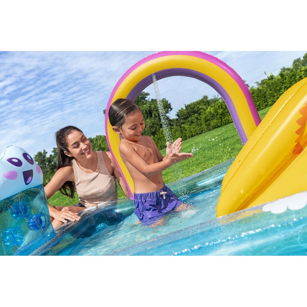 Trade Shop - Centro Giochi Acquatico Piscina Gonfiabile Bambini Con Scivolo Spruzzatore Arcobaleno 53174 -