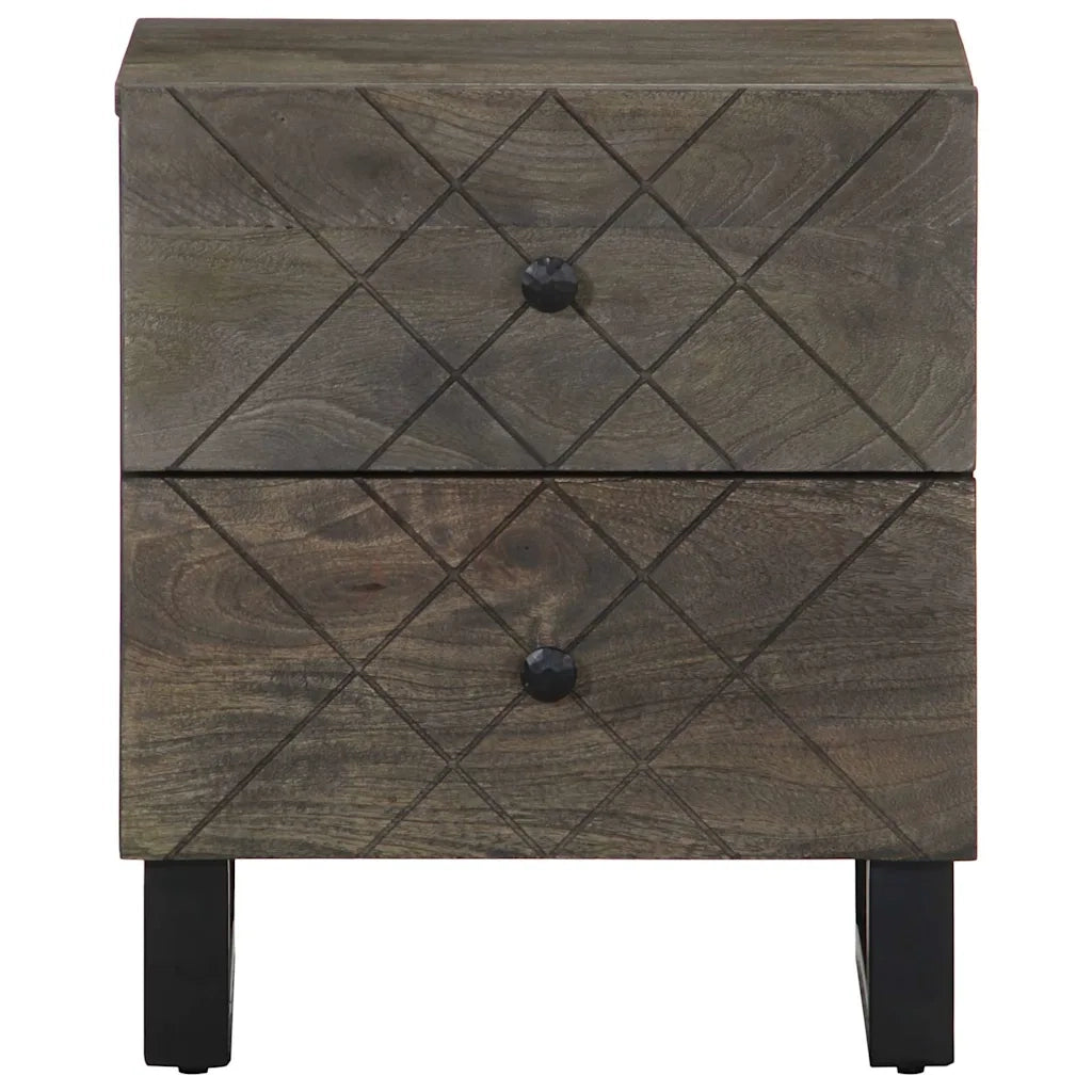 Comodino | Armadio da Notte | Mobiletto da notte Nero 40x33x46 cm in Legno Massello di Mango