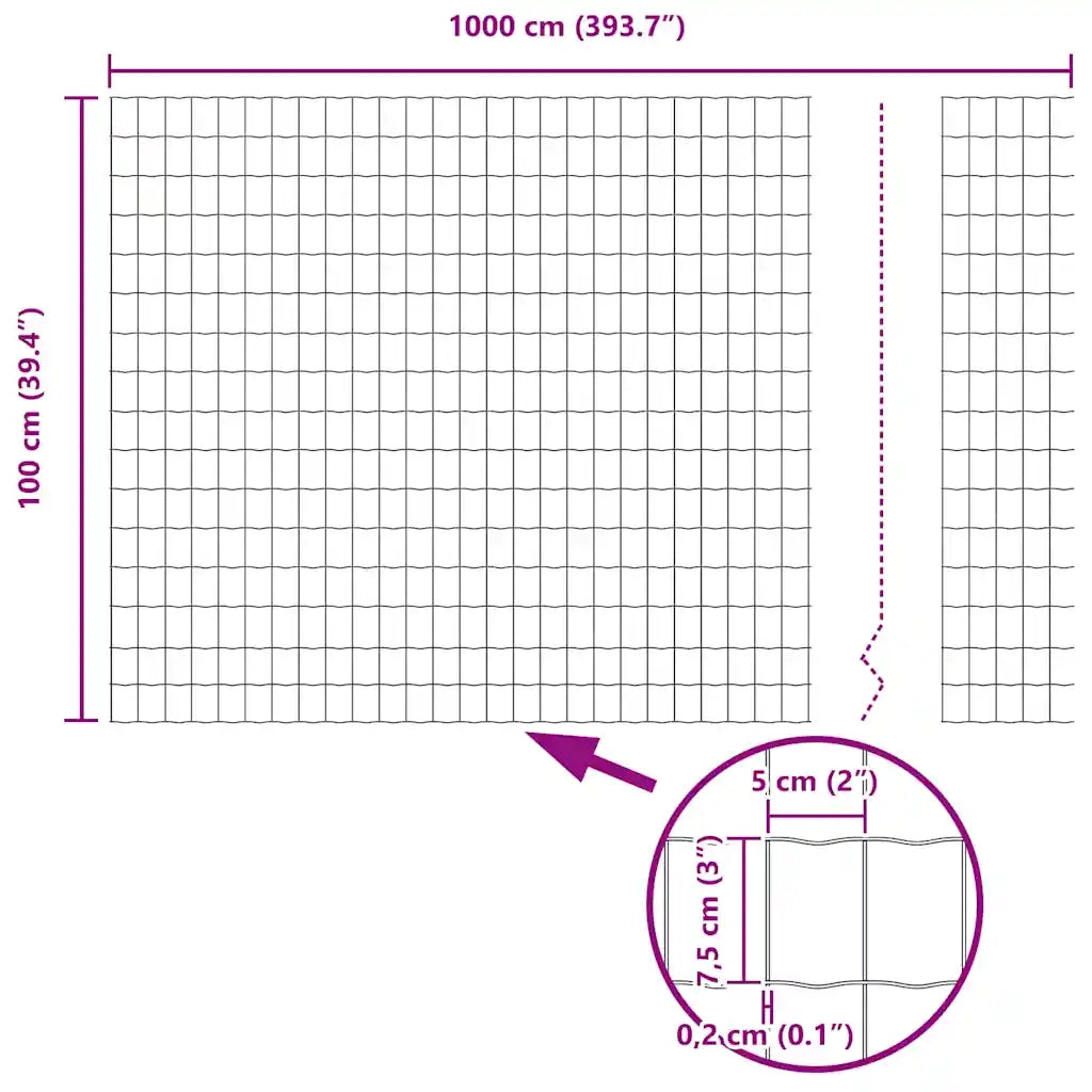 Recinzione Euro Verde 1 x 10 m Ferro rivestito in PVC 42004341