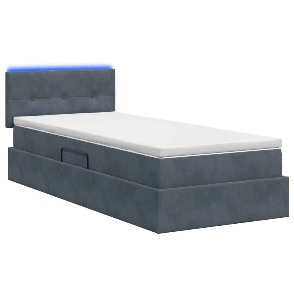 Letto con contenitore LED e materasso Grigio Scuro 100 x 200 cm 3459229