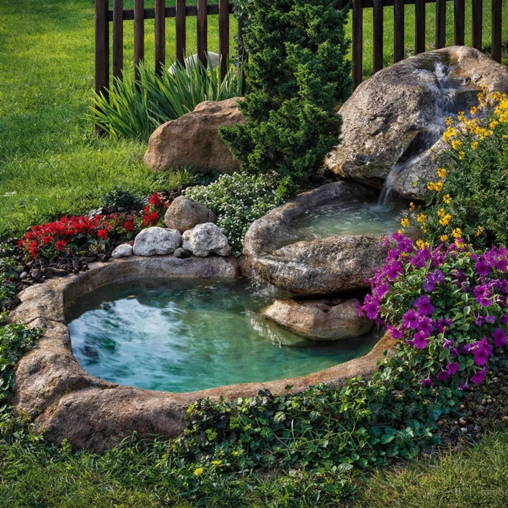 Cascata da giardino marmore con pompa e filtro con laghetto di raccolta resina