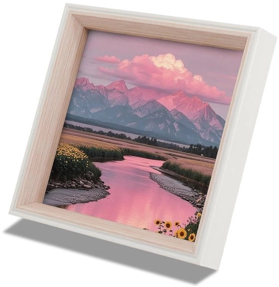 Scatola per foto quadrata, 15 x 15 cm, per uso domestico, ufficio, compleanno, beige, scatola per foto per appendere al muro o per tavolo da pranzo, rosa