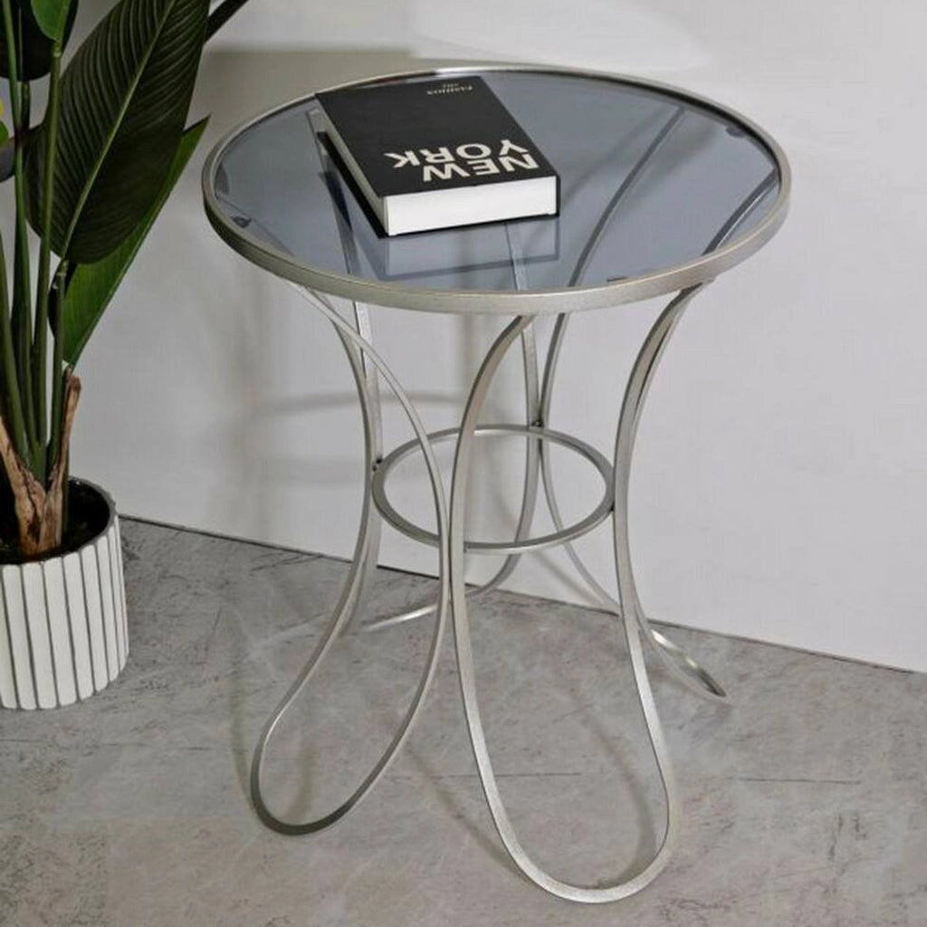 Tavolino da salotto Molina, Tavolo basso da caffè, Portariviste per divano, Ripiano da soggiorno, 56x56 h68 cm, Argento