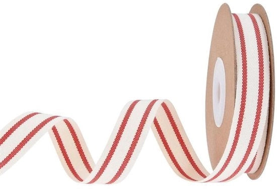 Lint Cadeau Rood/Zwart - Gestreept - 15 mm - Materiale Duraturo