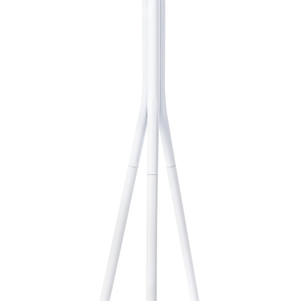 Appendiabiti in acciaio bianco, 176 cm, appendiabiti da terra con dettagli in legno e 6 ganci, moderno per ingresso