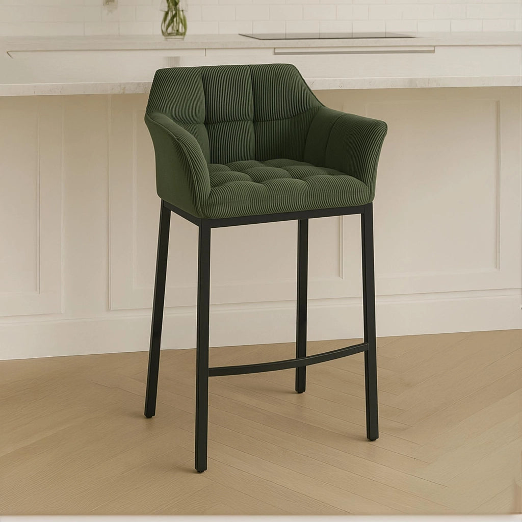 Sgabello bar Damaso B Cord con telaio a 4 piedi 3