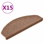 Tappetini per scale 15 pz | Gradini per Scale 65x24x4 cm Marrone Semicircolari Grandi