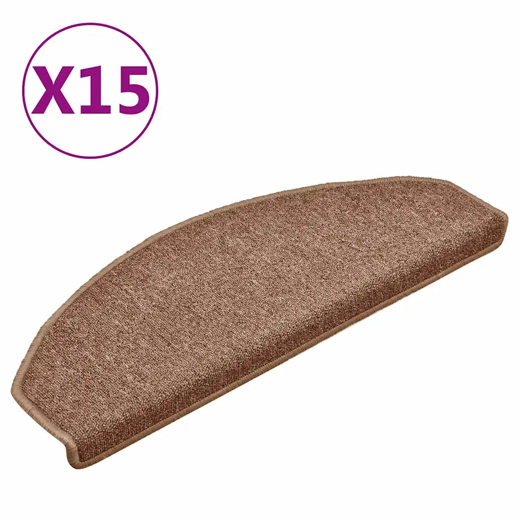 Tappetini per scale 15 pz | Gradini per Scale 65x24x4 cm Marrone Semicircolari Grandi