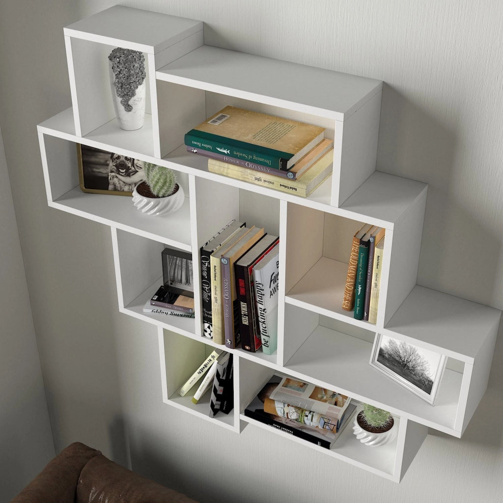 Mensola da parete in legno "Parola" - 115 x 15 x 103 cm - Bianco
