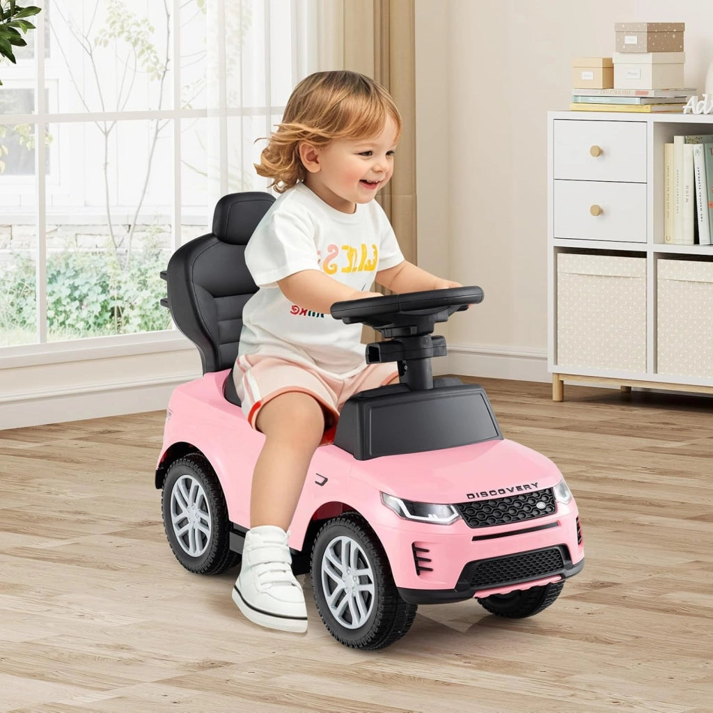 3 in 1 Auto a Spinta, Macchinina a Pedale con Manico Removibile e Paracolpi, Clacson e Suodo di Avvio, Macchina Cavalcabile per Bambini 18-36 Mesi (Rosa)
