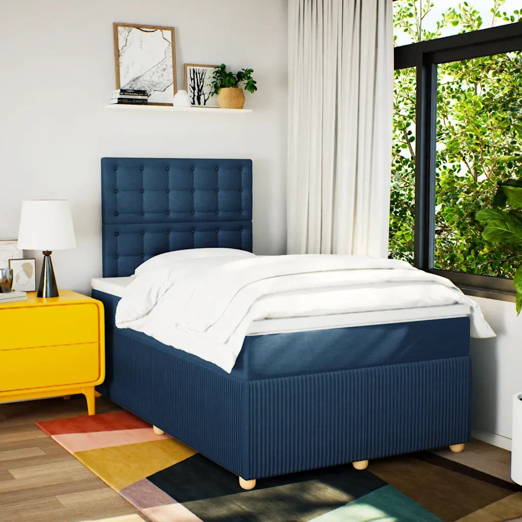 Giroletto a Molle con Materasso Blu 120x190 cm in Tessuto