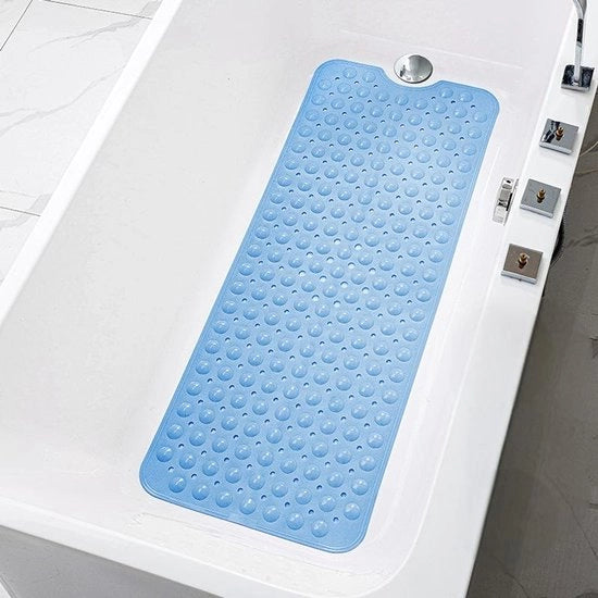 Matrice antiscivolo per doccia, estensione per doccia, pinze a vite inferiori, antiscivolo, lavabile a macchina, adatto per vasche da bagno e pavimenti di bagno, 100x40cm. Blu chiaro.