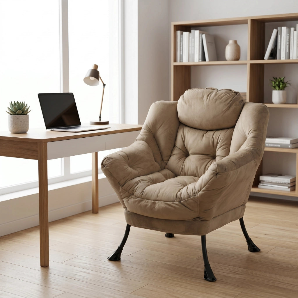 Poltrona relax con poggiapiedi e tasca laterale, colore khaki
