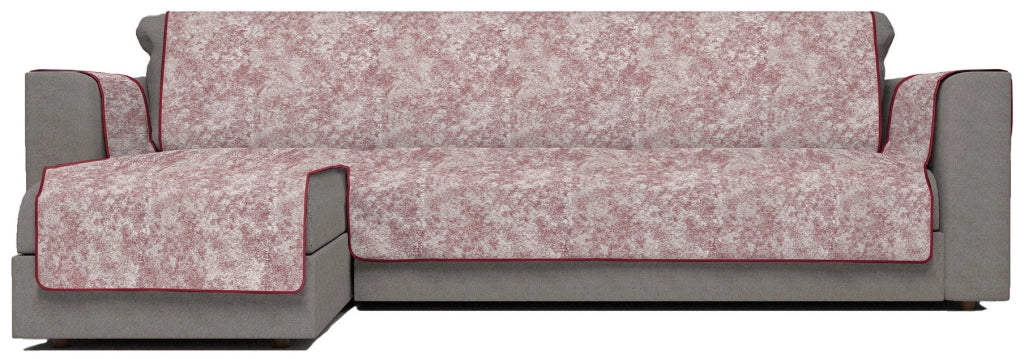 Copridivano con Penisola Sinistra Seduta 190 cm in Poliestere e Cotone Bordeaux