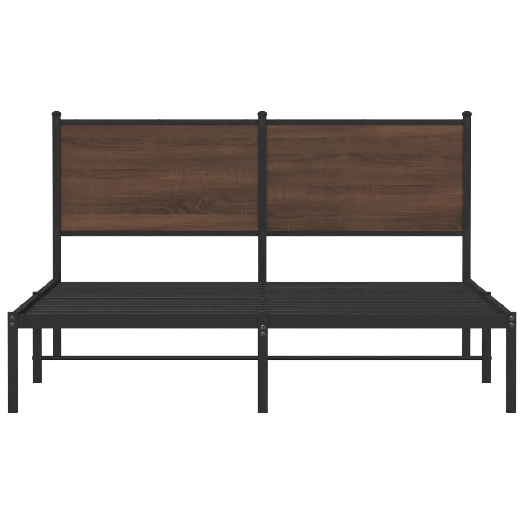 vidaXL Giroletto senza Materaso in Metallo Rovere Marrone 150x200 cm