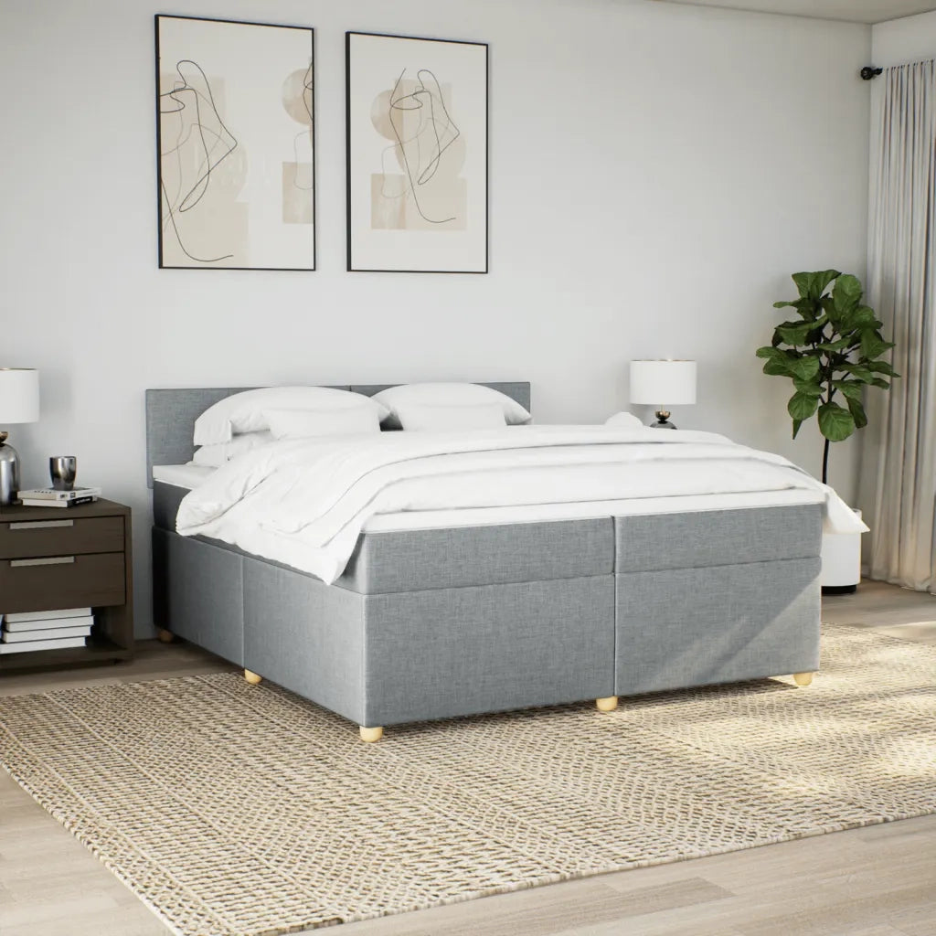 Giroletto a Molle con Materasso Grigio Chiaro 200x200cm Tessuto 3286780