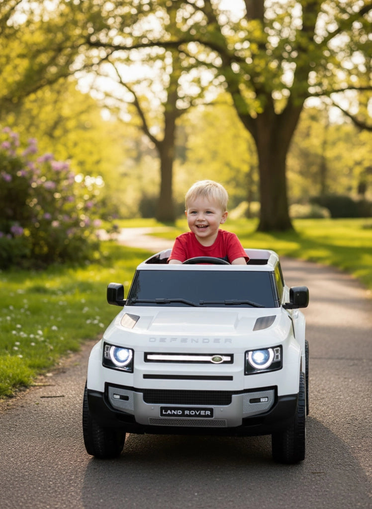 Macchina Elettrica per Bambini Licenza Ufficiale Land Rover Defender 12V 7Ah Bianco