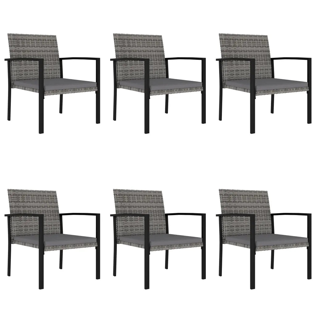 Set da Pranzo da Giardino 7 pz in Polyrattan Grigio cod mxl 36147