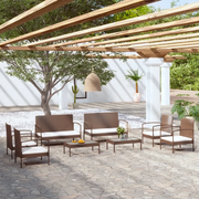 Set Divani da Giardino 8 pz con Cuscini in Polyrattan Marrone 3095965