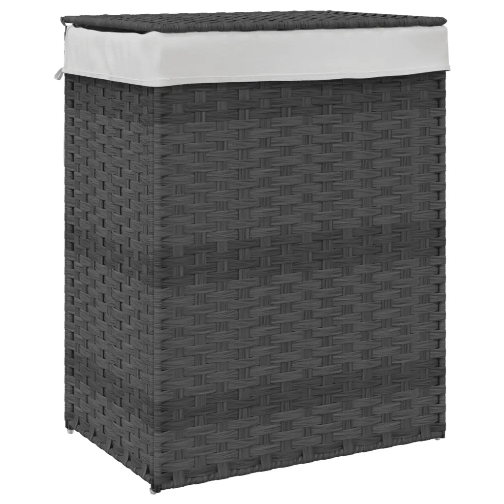 Cesto Portabiancheria Coperchio Grigio 46x33x60 cm Polyrattancod mxl 109398