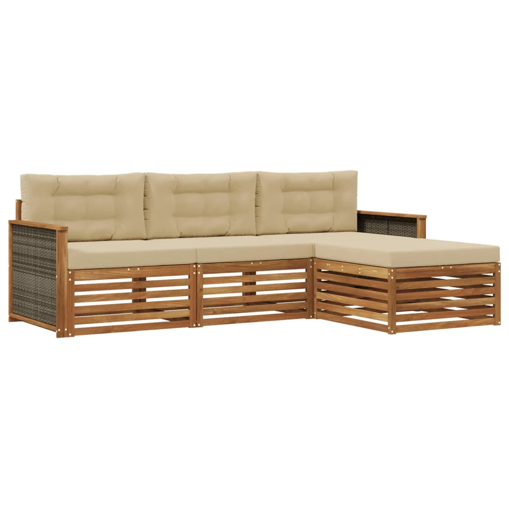 Set di divani da esterno 4 pz Naturale e Beige 3383201