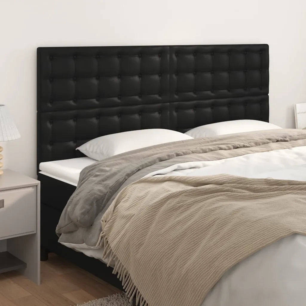 Testiera-Testata-Testiera Decorativa Nera 200x5x118/128 cm in Similpelle 669049