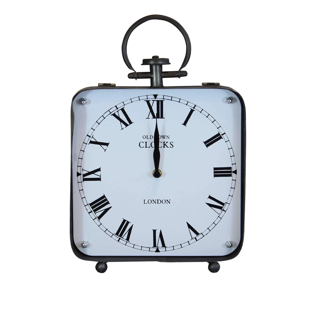 OROLOGIO DA APPOGGIO NATHAN QUADRATO IN FERRO NERO 25,5 X 7,5 X H38,5 CM