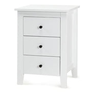 Comodino moderno 46 x 37 x 65 cm con 3 cassetti multifunzionali design elegante in MDF bianco 20_0019219