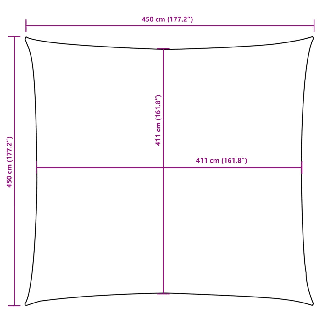 Parasole a Vela in Tela Oxford Quadrato 4,5x4,5 m Crema 135195