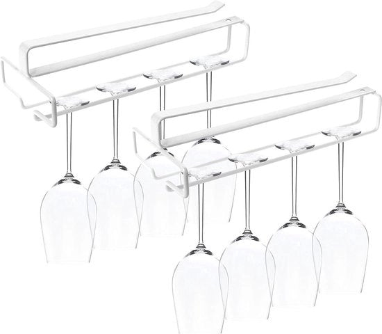 Scaffale per bicchieri da vino - Supporto per cristalleria da appendere - Organizzatore per bicchieri di champagne - Bianco