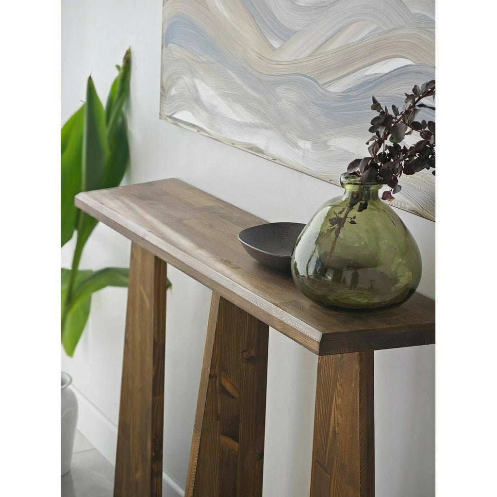 Consolle TomoeGozen, Tavolo multiuso, Mobiletto d'appoggio, Scrivania da corridoio, 100x28h83 cm, Noce