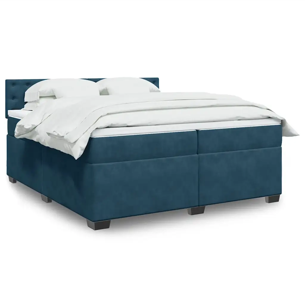 Giroletto a Molle con Materasso Blu 200x200 cm in Velluto 3288718